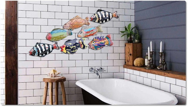 Handmade Ceramic Fish Wall Art Artabys - Ceramic Wall Decor For Bathroom