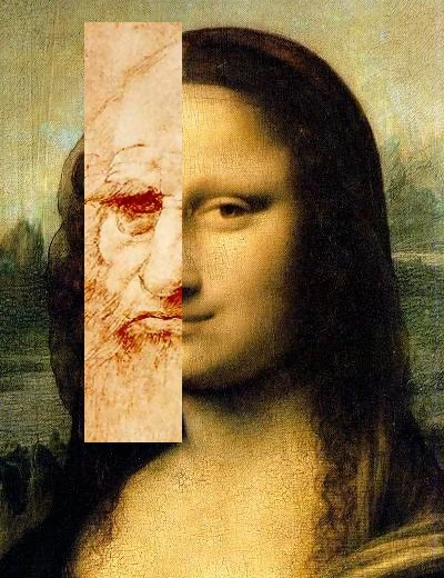 A comparison of Leonardo's self-portrait and the Mona Lisa, based on Lillian Schwartz's Mona Leo, is presented in this exhibition. An example of a collage of pictures that have been digitally modified - Artabys.com