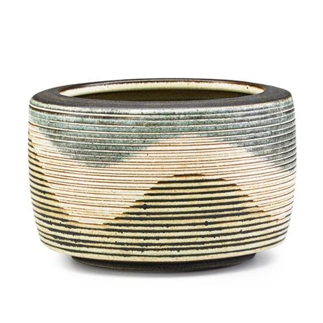 Straight-walled ceramic bowl by Harrison McIntosh