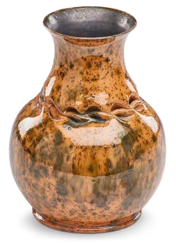 George E Ohr Large Vase Speckled Glaze
