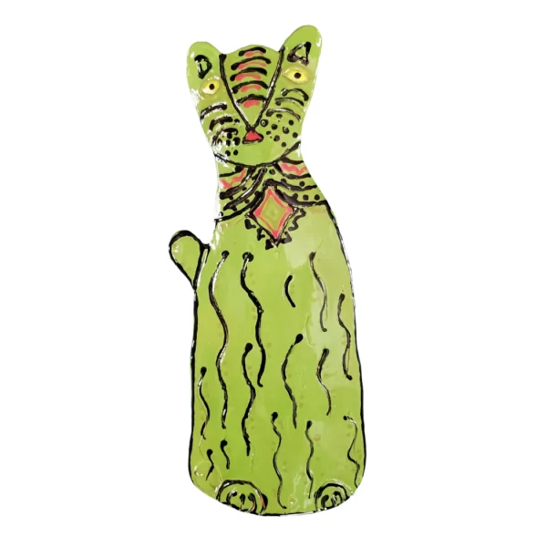 Verde Kitty Cat Ceramic Wall Decor 12 inches by 5 inches Artabys
