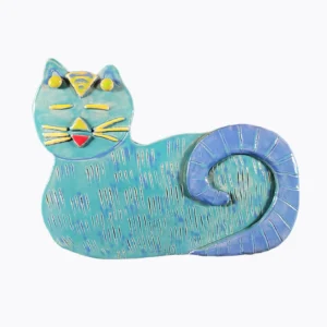 Cyan Kitty Ceramic Wall Decor Artabys