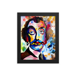 Portrait of Salvador Dalí Watercolor Framed Poster