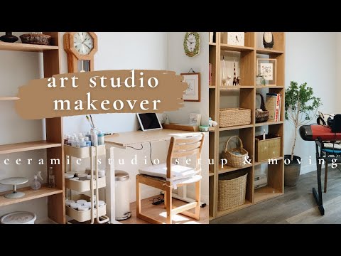 CERAMIC STUDIO MAKEOVER | Kiln, Air System, Wheel, Desk, Shelf Setup | Moving Vlog