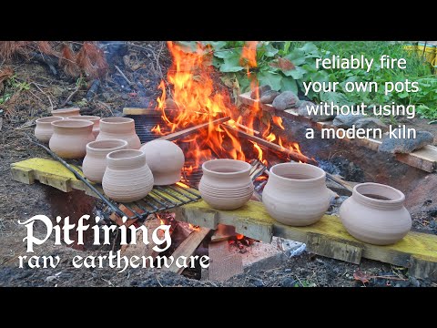 Pitfiring bisqueware / earthenware pottery with wood