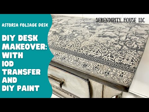 Diy Desk Makeover With Chalk Paint, Glaze, And Iod Astoria Foliage Transfer
