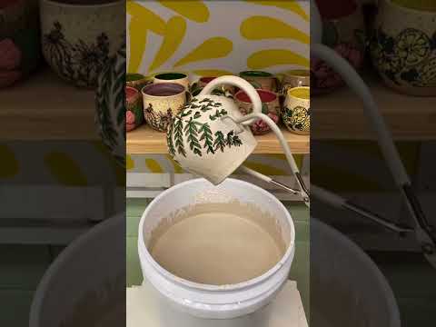 Satisfying Ceramic Fern Mug Glazing Process #Shorts