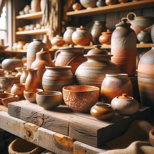Salt-glazed pottery, a variety of textures and earthy color tones