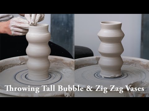 05  How to Make Tall Bubble & Zig Zag Vases | Wheel Throwing Pottery