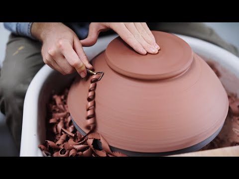 Throwing and Trimming a Large Pottery Stoneware Bowl — Narrated