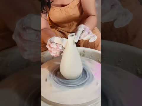 Vase 84 : Throwing an advanced donut shape vase on the pottery wheel #shorts