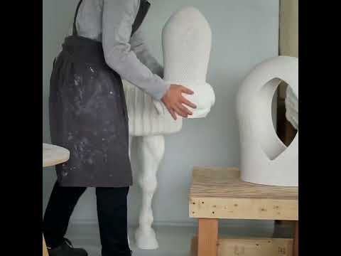 How to make human size ceramic sculpture with hands, sketch, build, and fire! #shorts