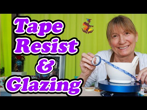 How to Tape Resist and Glaze Pottery - Cool Pottery Glazing Techniques