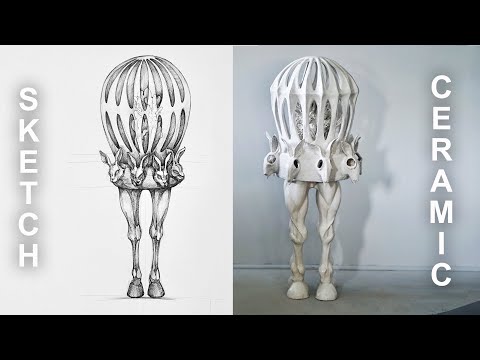 How to make a human size ceramic sculpture, from sketch to fired sculpture