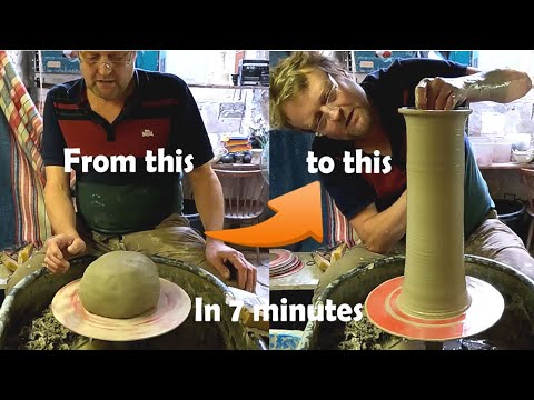 How to Make / Throw a tall Pottery Cylinder on the wheel