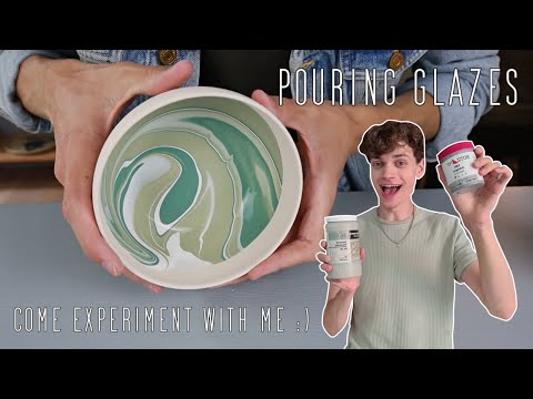 Pouring Glazes On Pottery // trying out a fun glazing technique!
