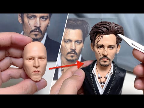Johnny Depp sculpture handmade from polymer clay, the full sculpturing process【Clay Artisan JAY】