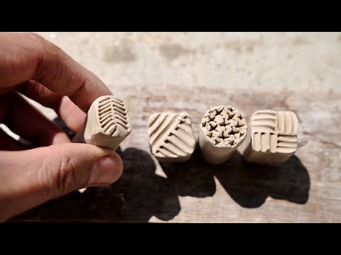 DIY Pottery TOOLS :  Ceramic Stamps by Wooden Skewers and Screwdriver Stamp / Clay Stamps /ASMR
