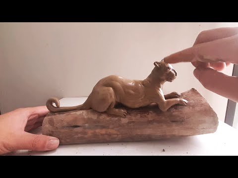 ABSTRACT Sculpting a PUMA on Tree with Wet Clay, VERY EASY