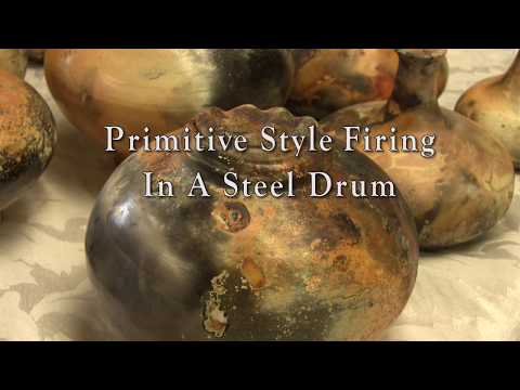 Primitive Style Pottery Firing in a Steel Barrel