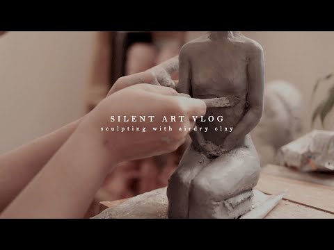 Making a flower head sculpture using air dry clay - a relaxing art vlog