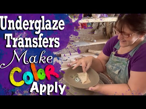 Underglaze painting technique: Make, color and apply underglaze transfers. How-to pottery with Emily