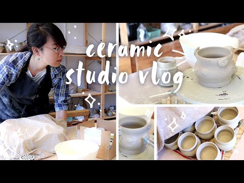 ceramic studio vlog  throwing, sculpting, organizing & recycling clay for my dragon planters