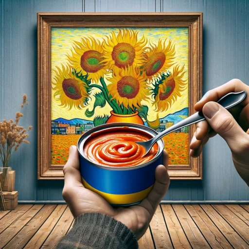 The protest against Van Gogh's Sunflowers painting, interpreted as an art form - image representing the protest against Van Gogh's Sunflowers painting, interpreted as an art form